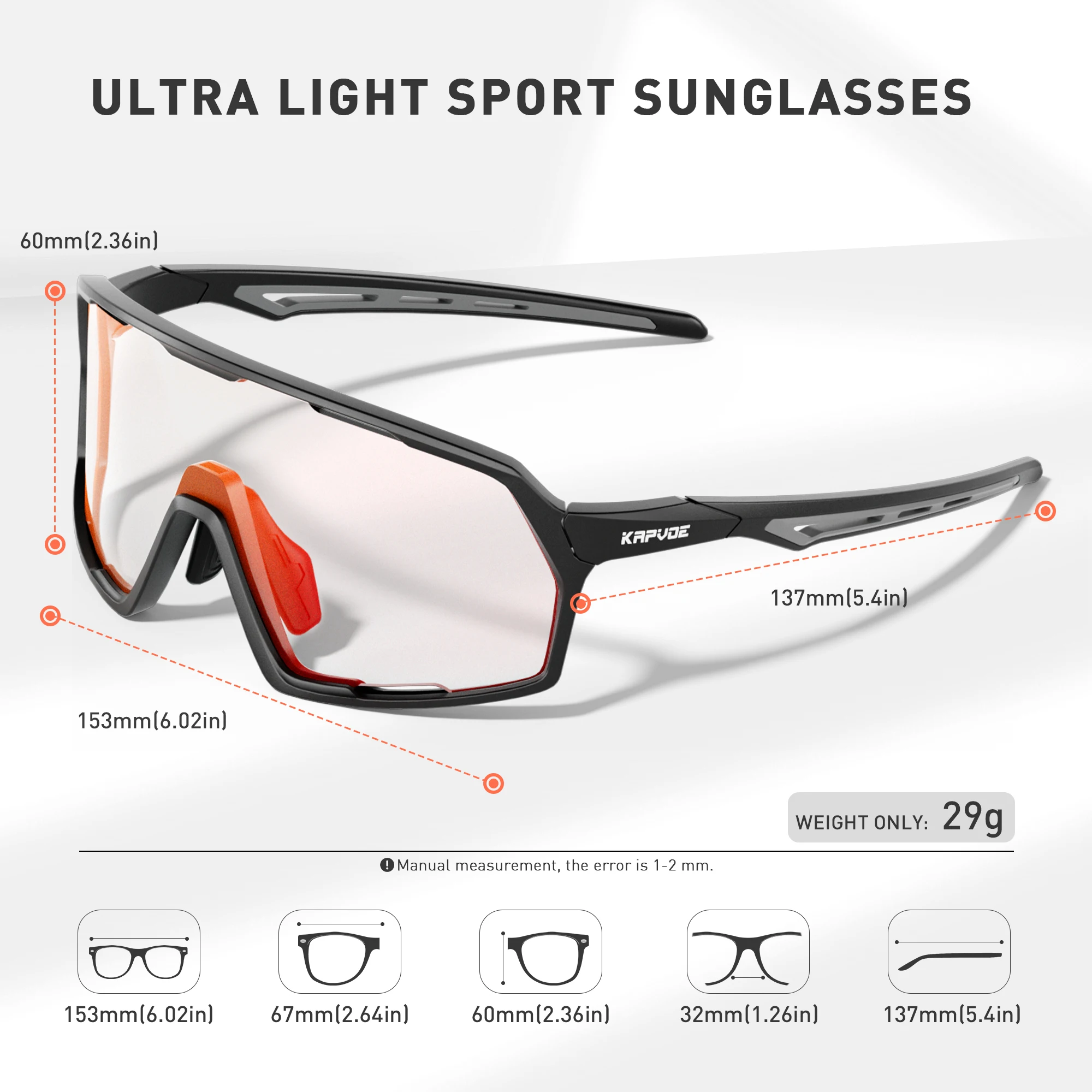 Kapvoe Photochromic Sunglasses for MTB Climbing Outdoor Sports Bike Cycling Driving Women Men UV400 for Cycling Glasses Sports Goggles