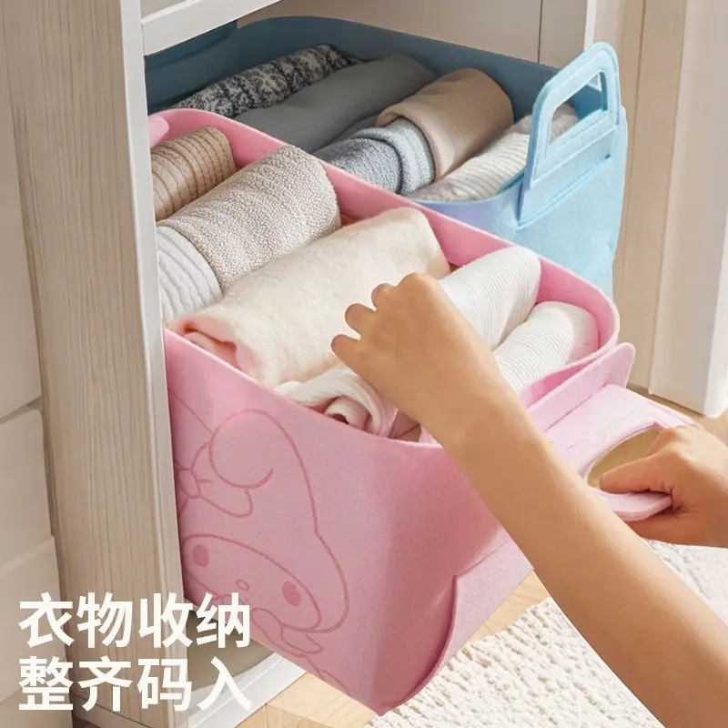 Sanrio Felt Storage Box Snack Grocery Basket Kuromi Fabric Foldable Toy Cartoon Storage Basket Cinnamoroll Sorting Storage Box 6