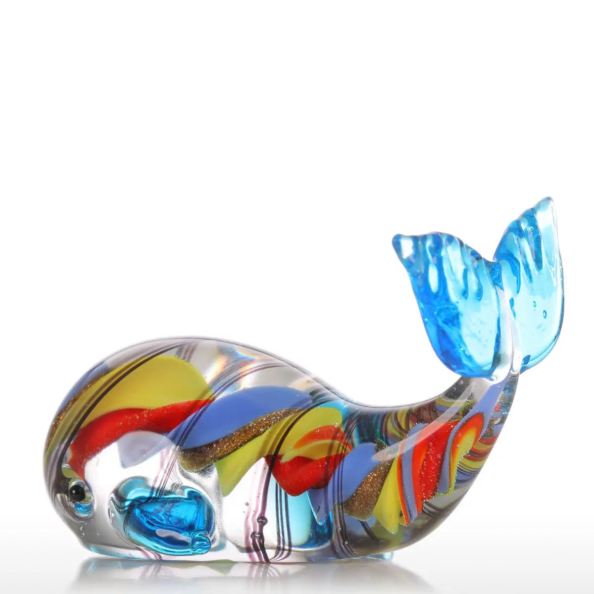 Tooarts Colorful Whale Gift Glass Ornament Animal Figurine Handblown Home Decor Multicolor