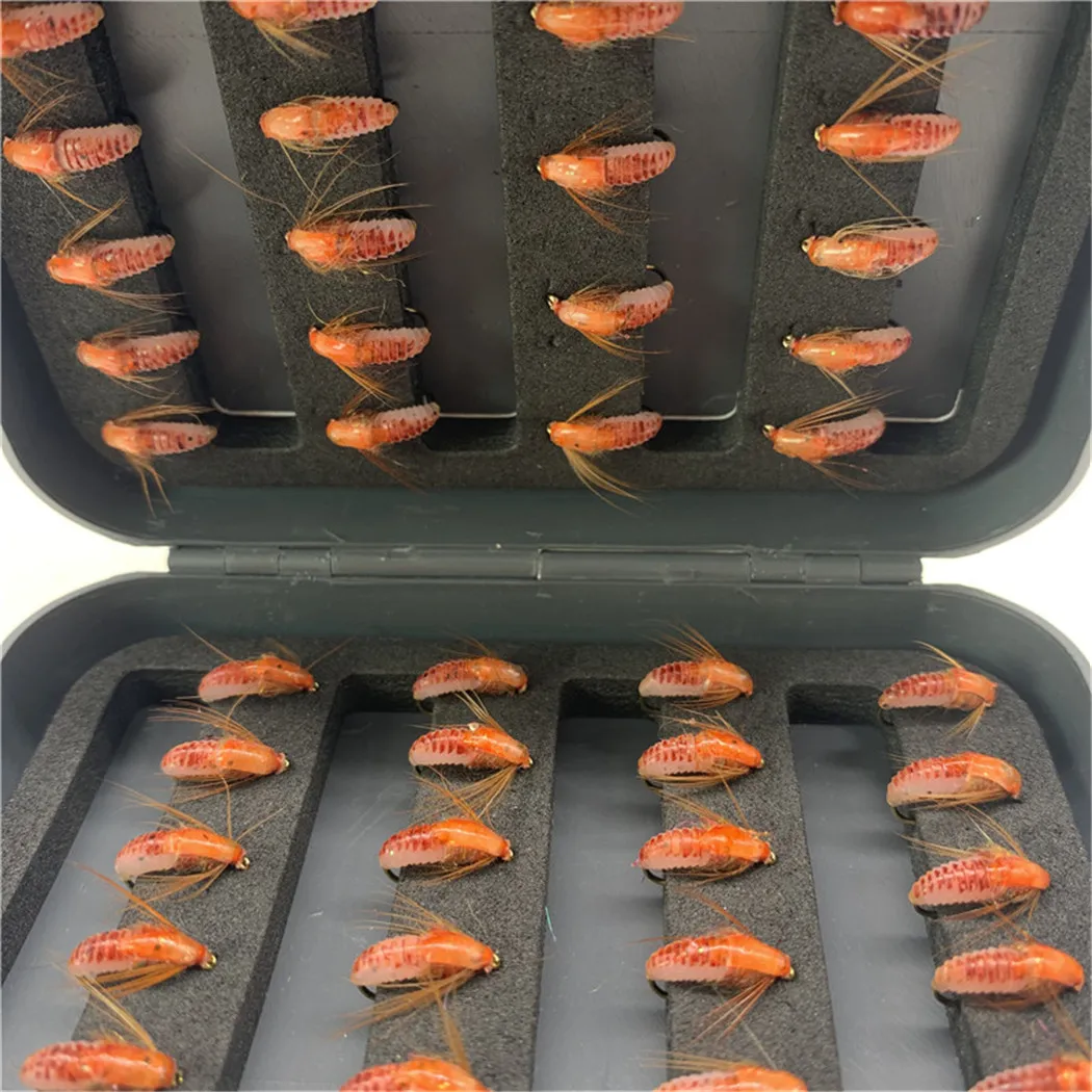 24 teile/schachtel Nymphe Scud Fliegen fischen Fliegen Insekten verschiedene Stile Lachs Forelle Fliegen fischen lockt Angeln – Detail 16