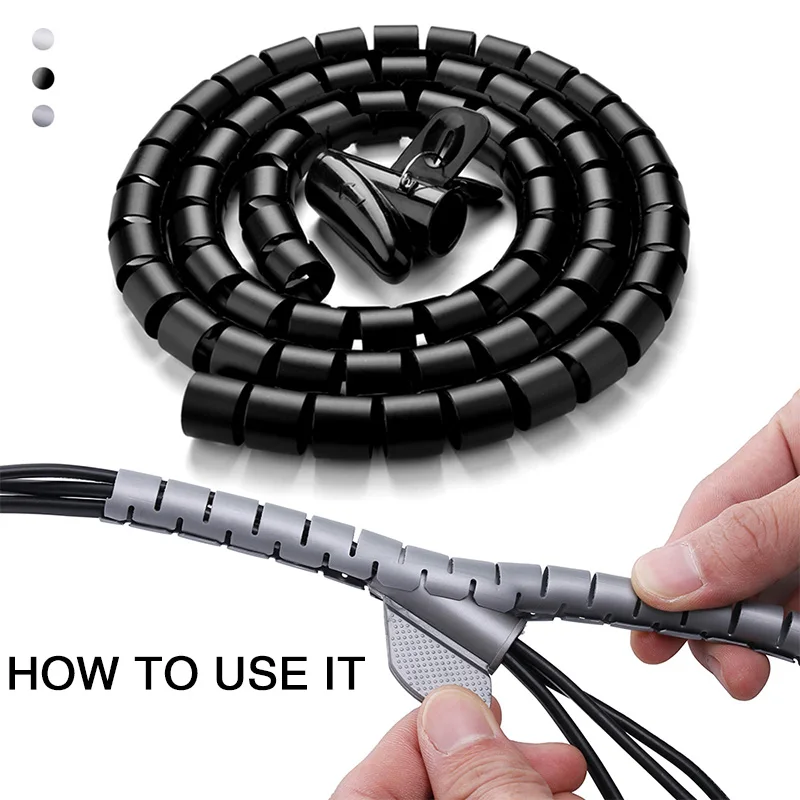 2M 28/10/8mm Flexible Spiral Cable Wire Protector Cable Organizer Computer TV  Cord Protective Tube Organizer Management Tools - AliExpress