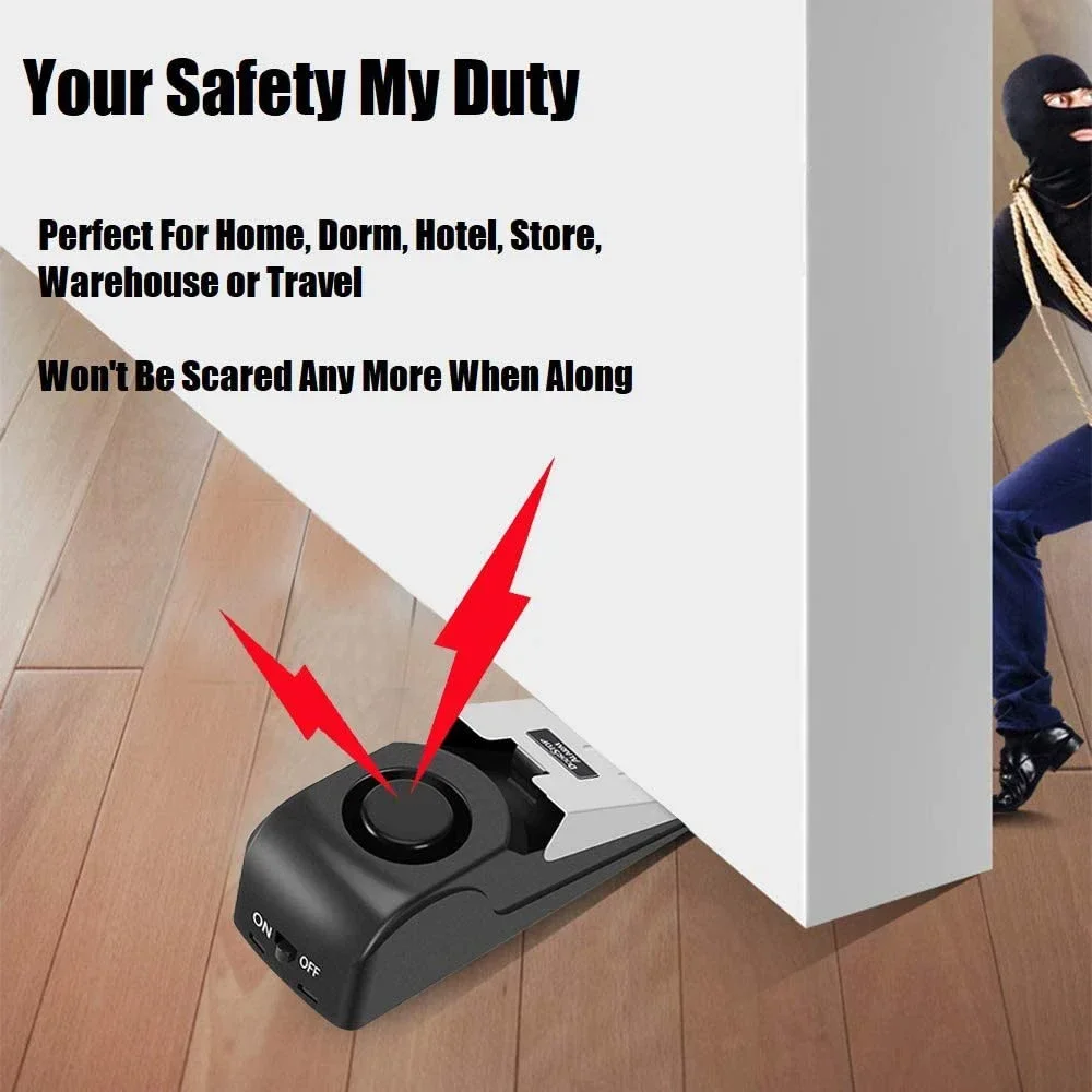 Door Stopper Alarm Portable 120db Wedge Security Floor Door Stop Adjustable Sensitivity for Home Dormitory Traveling 1-10 door stopper