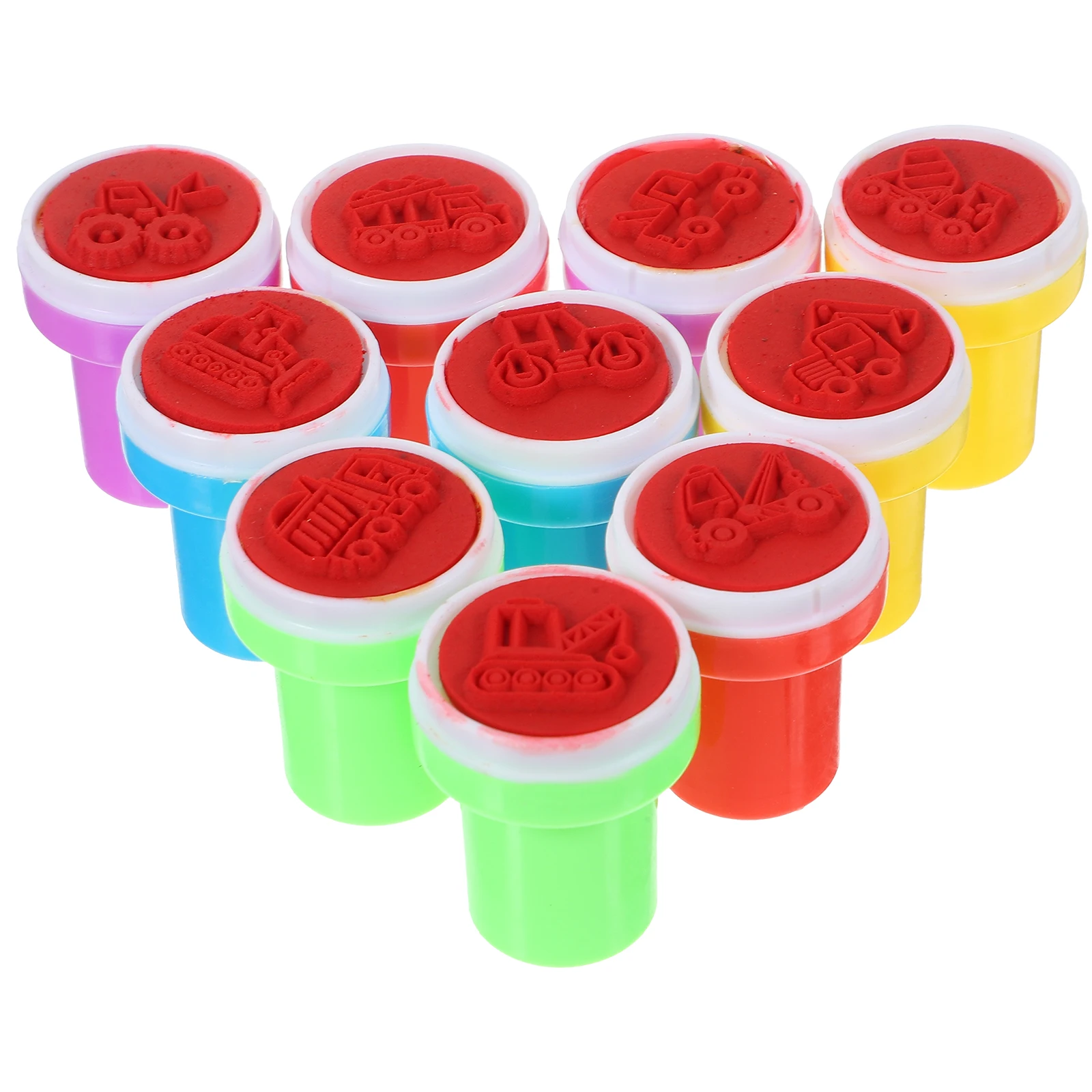 10pcs Engineering Truck Stamp Seal Kids Truck Party Gift Class Award Construction Engineering Truck Student Stamp Rewards﻿