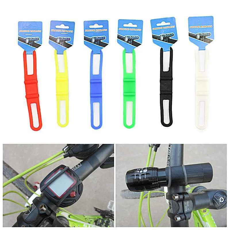 1Pcs Cycling Light Holder Strap Bicycle Handlebar Silicone Strap Band Fixing Tie Bycicle Torch Flashlight Bandages Speaker Mount
