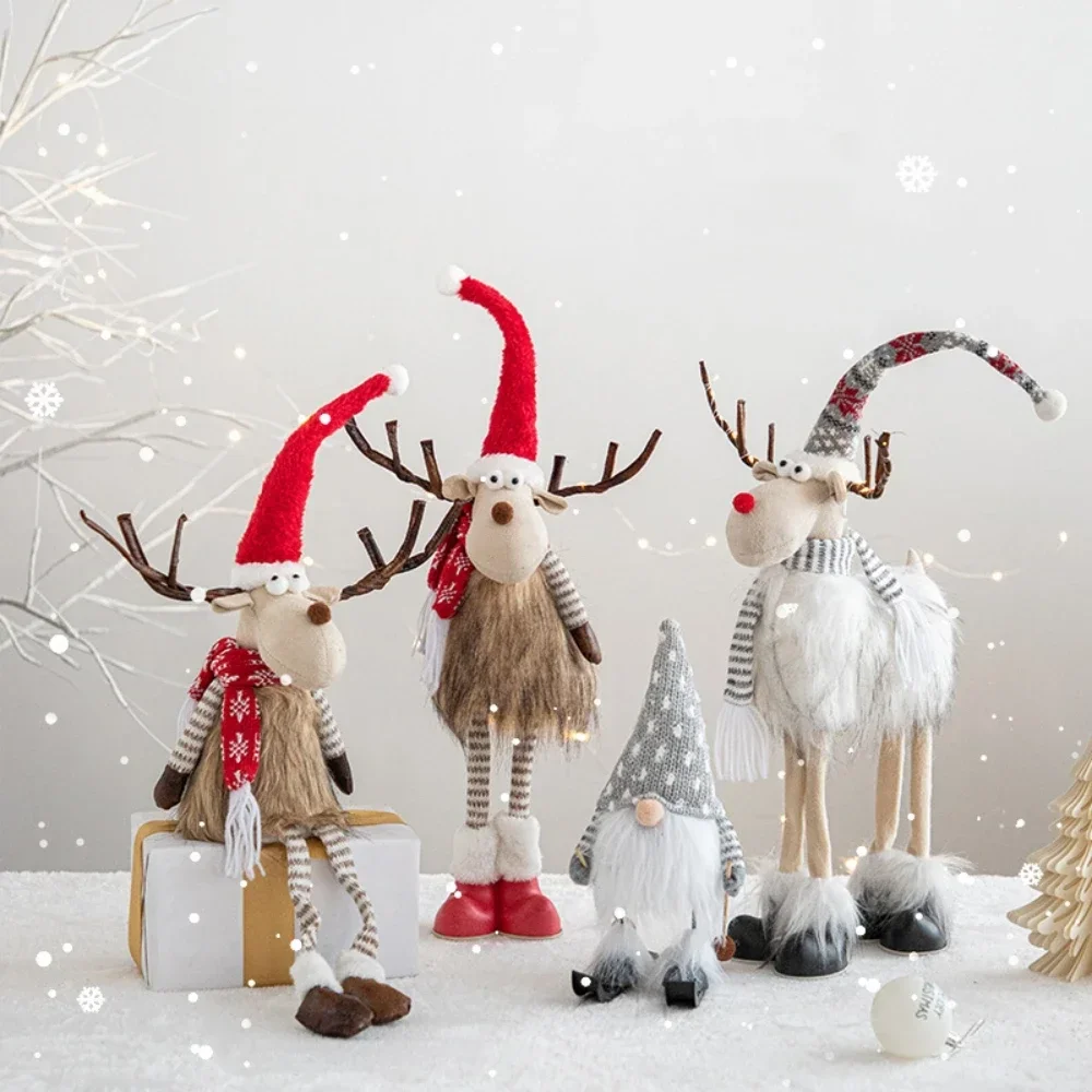 

Christmas Cute Elk Large Handmade Plush Doll Standing Sitting Posture Deer Doll Table Christmas Tree Decoration New Year 2024