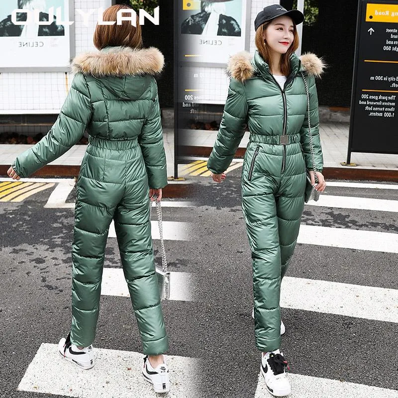

Oulylan 2024 Ski Suits Women Hooded Outdoor Sport Winter Thermal Snowboarding Clothing Skiing One- Piece Jumpsuits