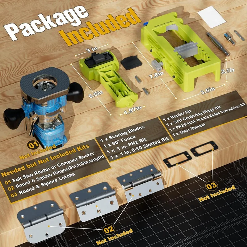 A52I-Door Hinge & Door Latch Installation Kit, Door Hinge Mortiser Template, Latch For Accurate Chiseling And Scoring