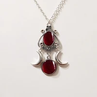 Collier pendentif Triple lune noir/rouge/violet, bijoux à la mode 3