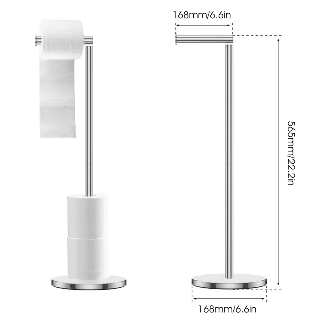 Porte-serviettes en papier salle de bains en acier inoxydable, support de papier toilette monté au sol, étagère de sol de cuisine unipolaire, accessoires de salle de bains 6