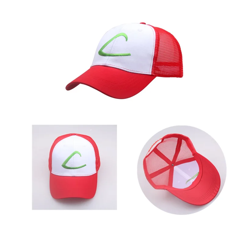 

Классическая Милая Красная Солнцезащитная шапка пепепельный Кетчум аниме сетчатая шляпа для косплея бейсболка с вышивкой карманная Женская подарочная