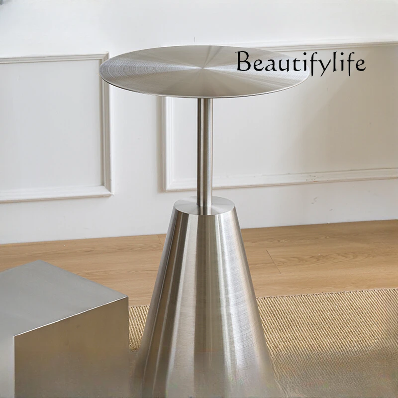 

Nordic Stainless Steel round Table Side Table Creative Milk Tea Shop Light Luxury Designer Modern Minimalist Table