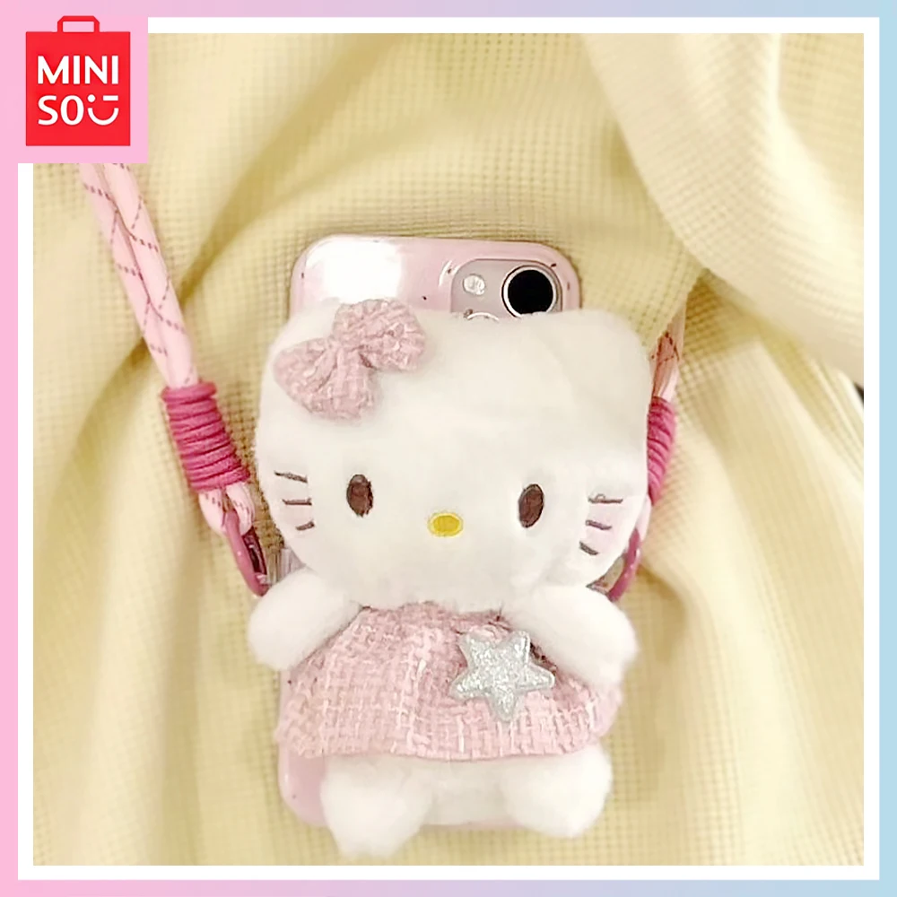 

Miniso Hello Kitty Kawaii Stereo Iphone15/14Promax Cartoon 13 Pro Crossbody 12/11 Doll with Rope Phone Case Girls Birthday Gift