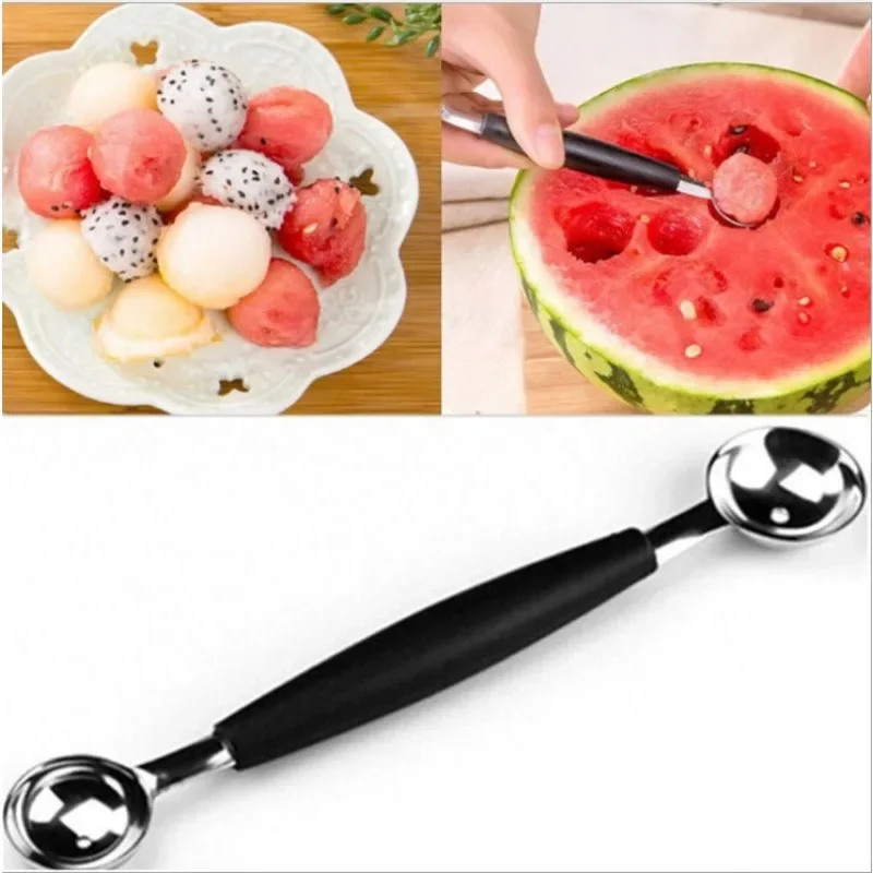 Creative Fruit Knife Stainless Steel Double Head Ice Cream Spoon Carving Kitchen Accessories Fruit Cutter Cool Gadget