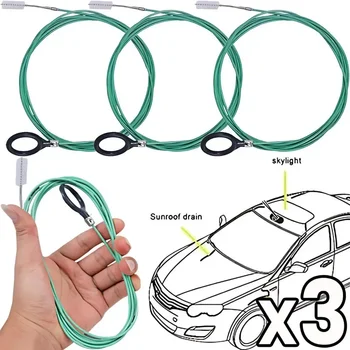 Brosse de nettoyage de trou de vidange de 3m, drague de vidange de voiture Flexible, brosse de nettoyage de toit ouvrant, accessoires d'outils, brosse de tuyau de vidange de lucarne 1