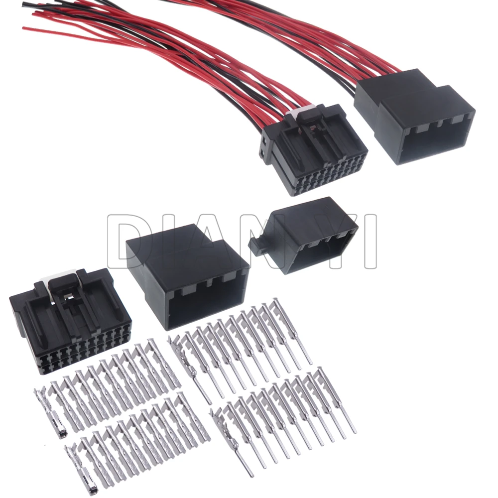 

1 Set 20 Way Car Injector Wiring Socket 175967-2 Automotive Unsealed Connector With Cables Auto Wire Adapter with Terminal