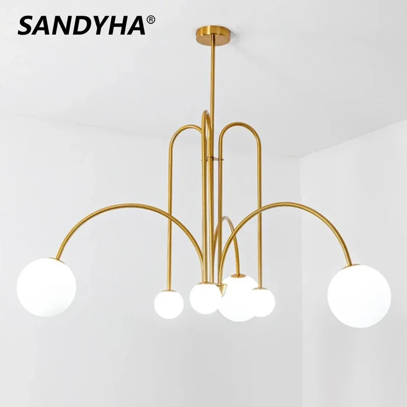 

SANDYHA Nordic Chandeliers Living Room Simple Magic Bean LED Pendant light Bedroom decoration Home lighting Hanging chandelier