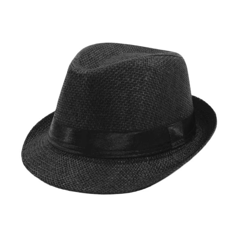 Parent-Child Linen Breathable Sun Cap Men Summer Travel Sunscreen Ribbon Decoration Paper Straw Curled Jazz Hat F58 sun hat,sun protection hat