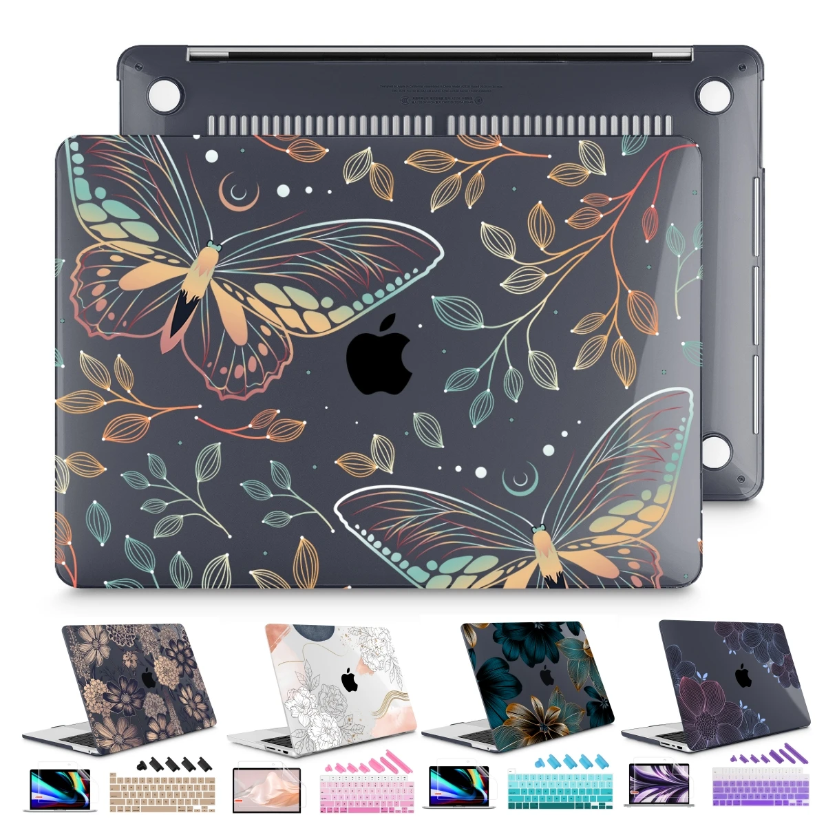 Estojo Rígido com Estampa Floral para Macbook Air 15 Pro 13 14 A2779 A2780 m2 A2337 A2338 m2 m1 Capa do Teclado
