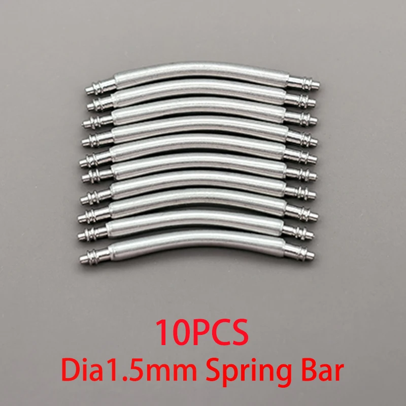 Premium 316L Stainless Steel Curved Watch Strap Spring Bars, 10PCS, 1.5mm & 1.8mm Diameter, Fits 16mm-24mm Widths