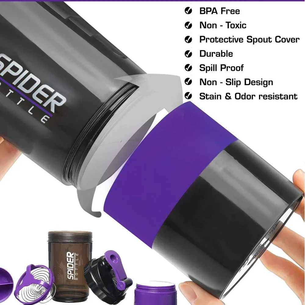 Large Capacity 3 Layer Shake Cup Protein Powder Stirring Cup Fitness Sports Milk Shake Gift Body-Building Exercise Bottle