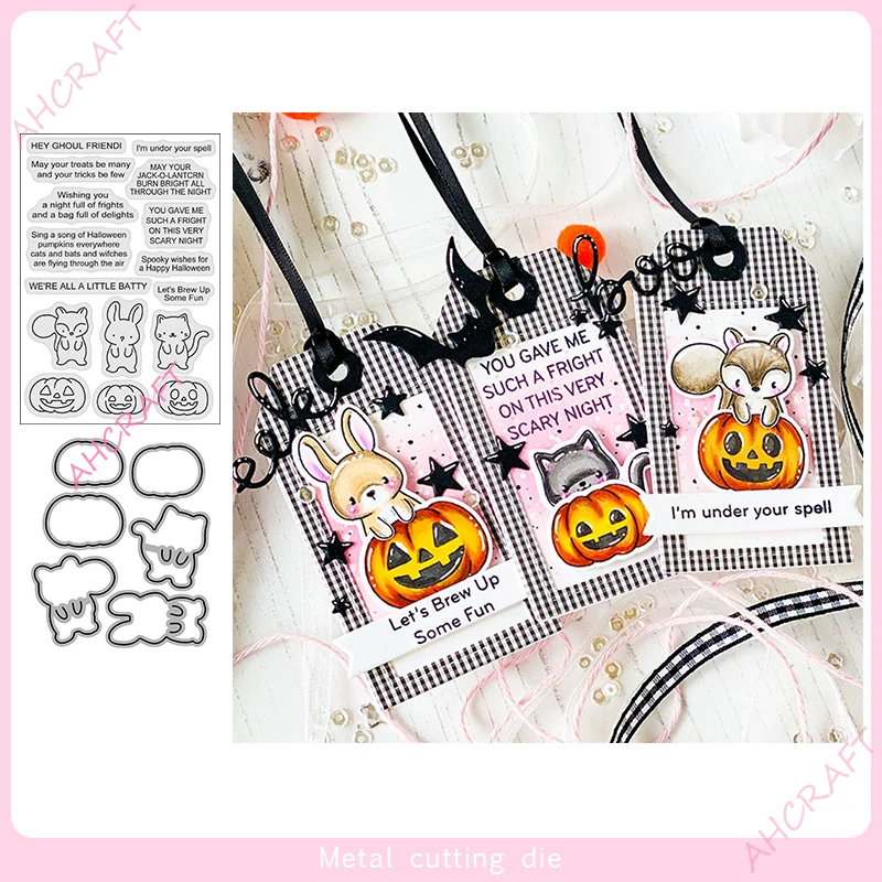 

Halloween Animals Stamp and Metal Cutting Dies for DIY Scrapbooking Photo Album Decorative Embossing Paper Card Crafts Die 2023