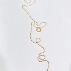 Gold & Silver Nail Bead Chain with Ellipse Stone Decorations - Glitter Metal Steel Ball Jewelry Accessory (0.6mm gold 50cm)