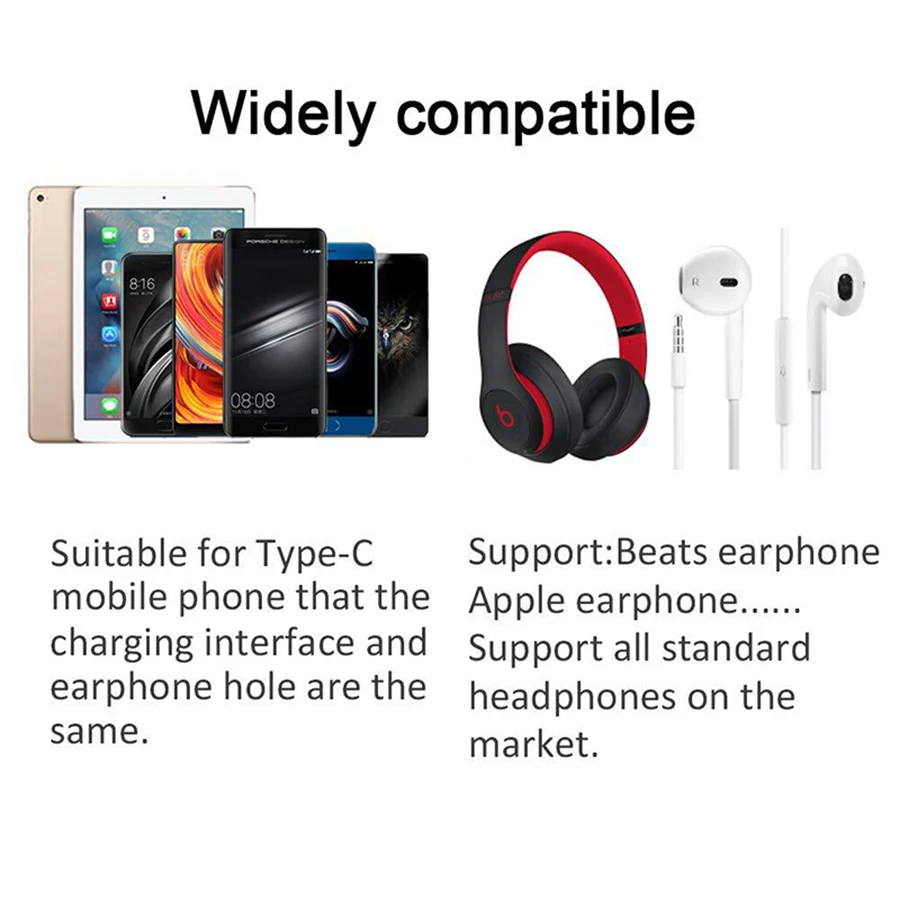 2 in 1 USB Type C 3.5MM Jack Earphone Adapter Dac USB C Audio Adaptator