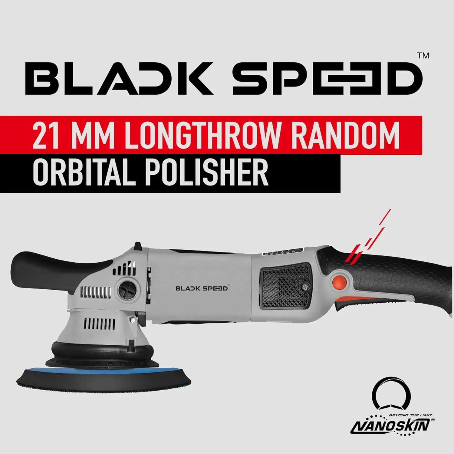 21mm Long-Throw Random Orbital Polisher-750W 7.5-Amp Motor Bearing Construction Vented Flexible Backing Plate