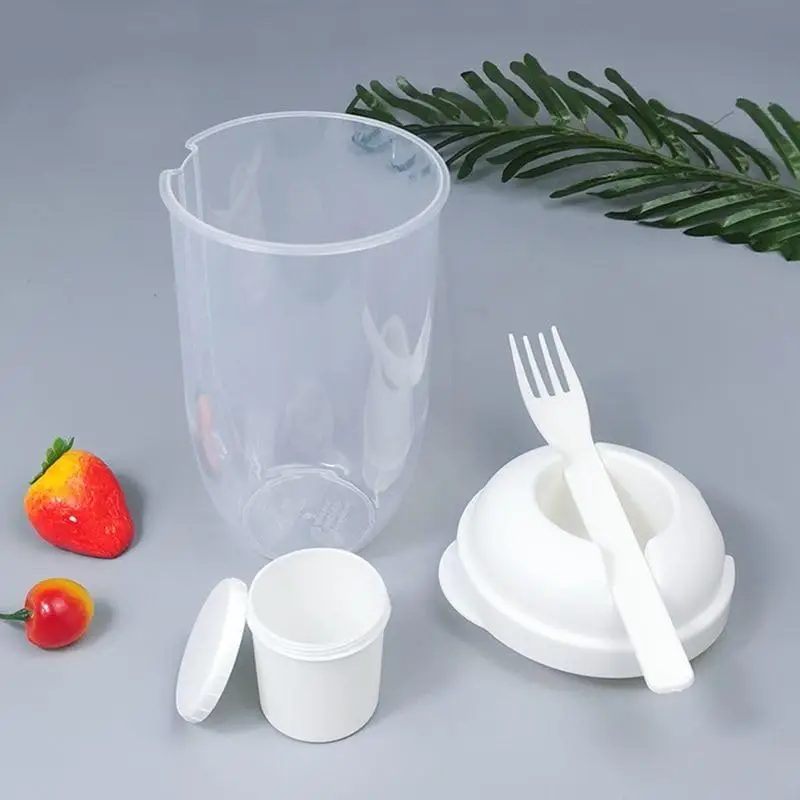 Salad Shaker Fresh Salad glass Portable fruit and vegetable salad glass with fork and salad dressing holder 1pc salad shaker
