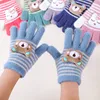 Cute Cartoon Kids Knitted Gloves Woolen Bear Children Split Finger Gloves 3-8year Boy Girl Winter Hand Warmer Baby Plush Mittens 3