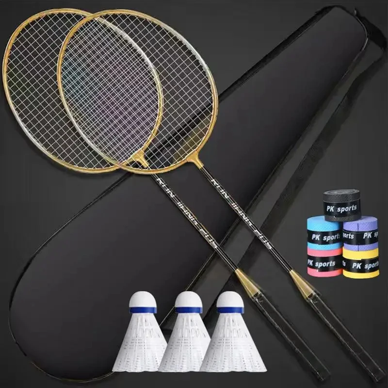 Badminton Rackets Set Professional Adults Lightweight Equipment Sweat Absorbent
