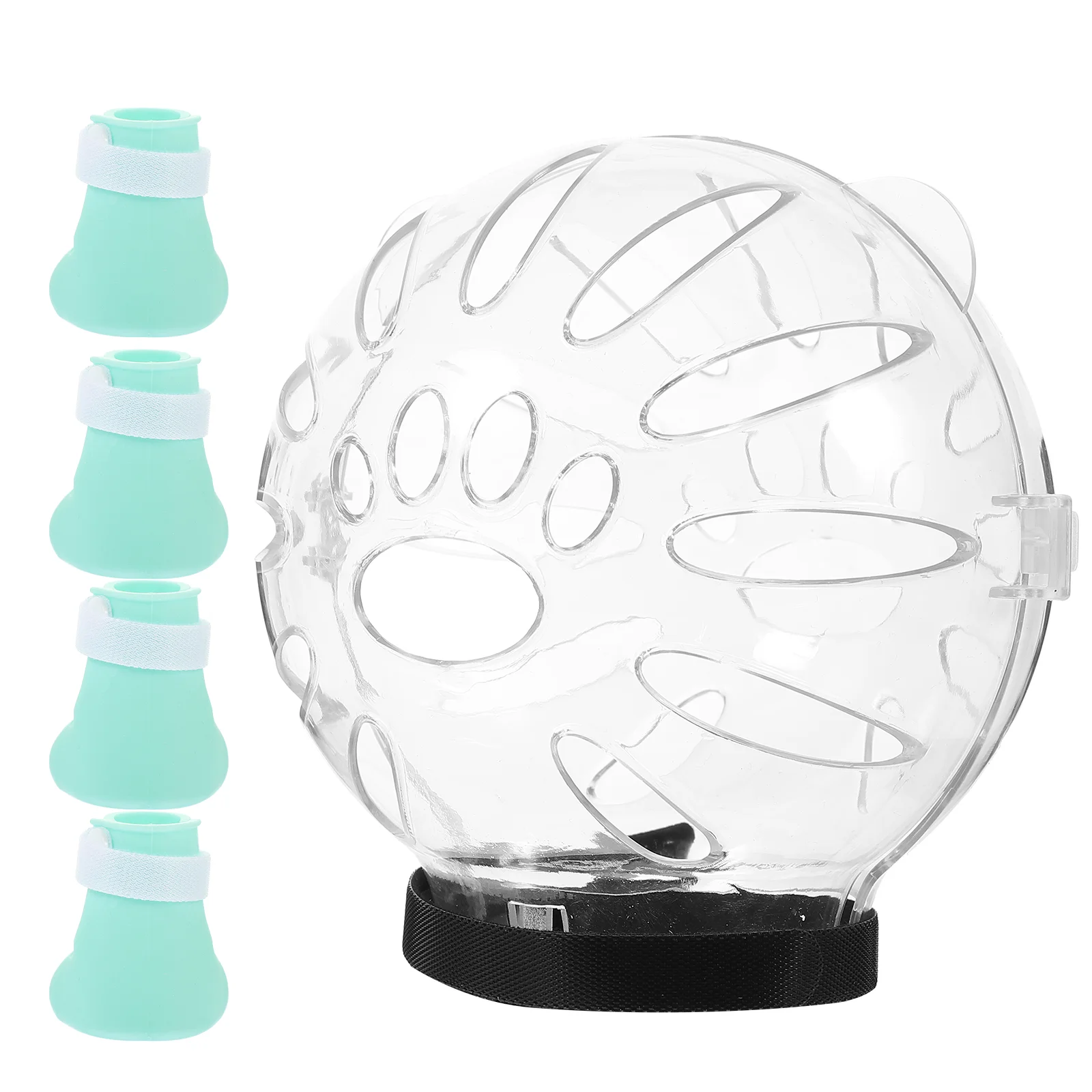 

1 Set of Protective Cat Head Shield Clear Silicone Hat Anti-biting Pet Head Hood With Claw Protector