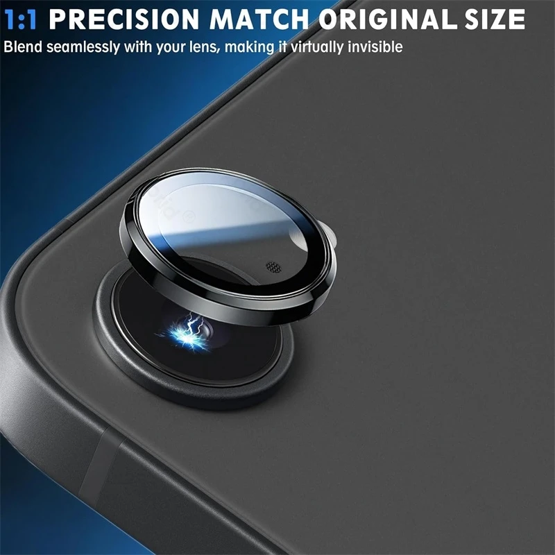 Enhanced Metal Ring Case with Tempered Glass Back Camera Protector and 9H HD Rear Lens Cover
