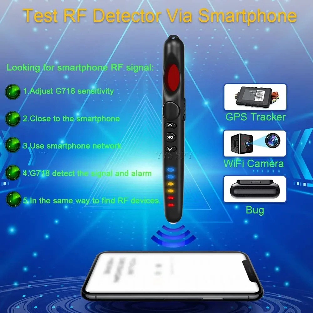 Anti Spy Camera Detector RF Detection Sound Infrared Light Alarm Hidden Cam Scan GPS Locator Hotel Travel Handheld Bug Finder