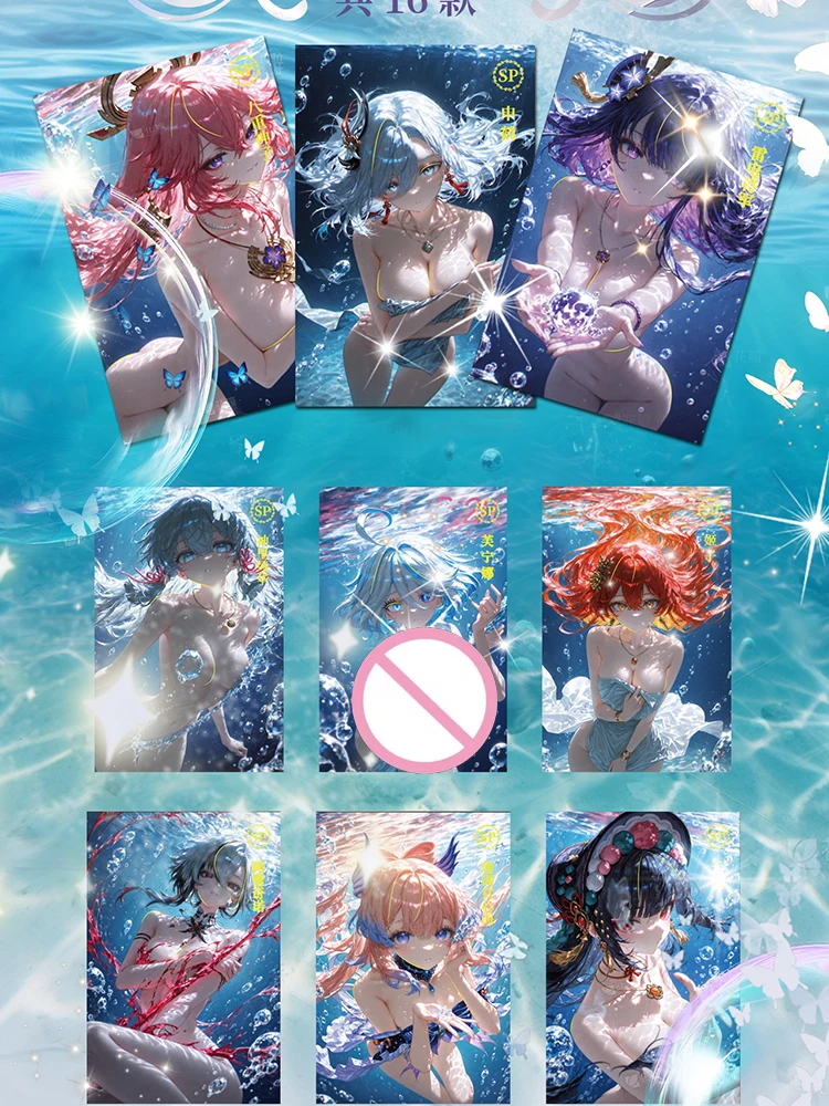 New A5 Size Waifu Board Ming Realm Hobby Goddess CCG Genshin Collection Doujin Hutao Rem Furina Ganyu Rare Card Toy Gift