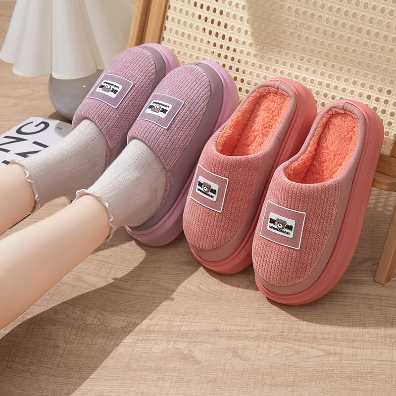 Casual frauen Hausschuhe Hause Plüsch Winter Cartoon Luxus Designer Frau Schuhe Indoor Fuzzy Pelz Rutschen Elegante Plattform Schuhe – Detail 4