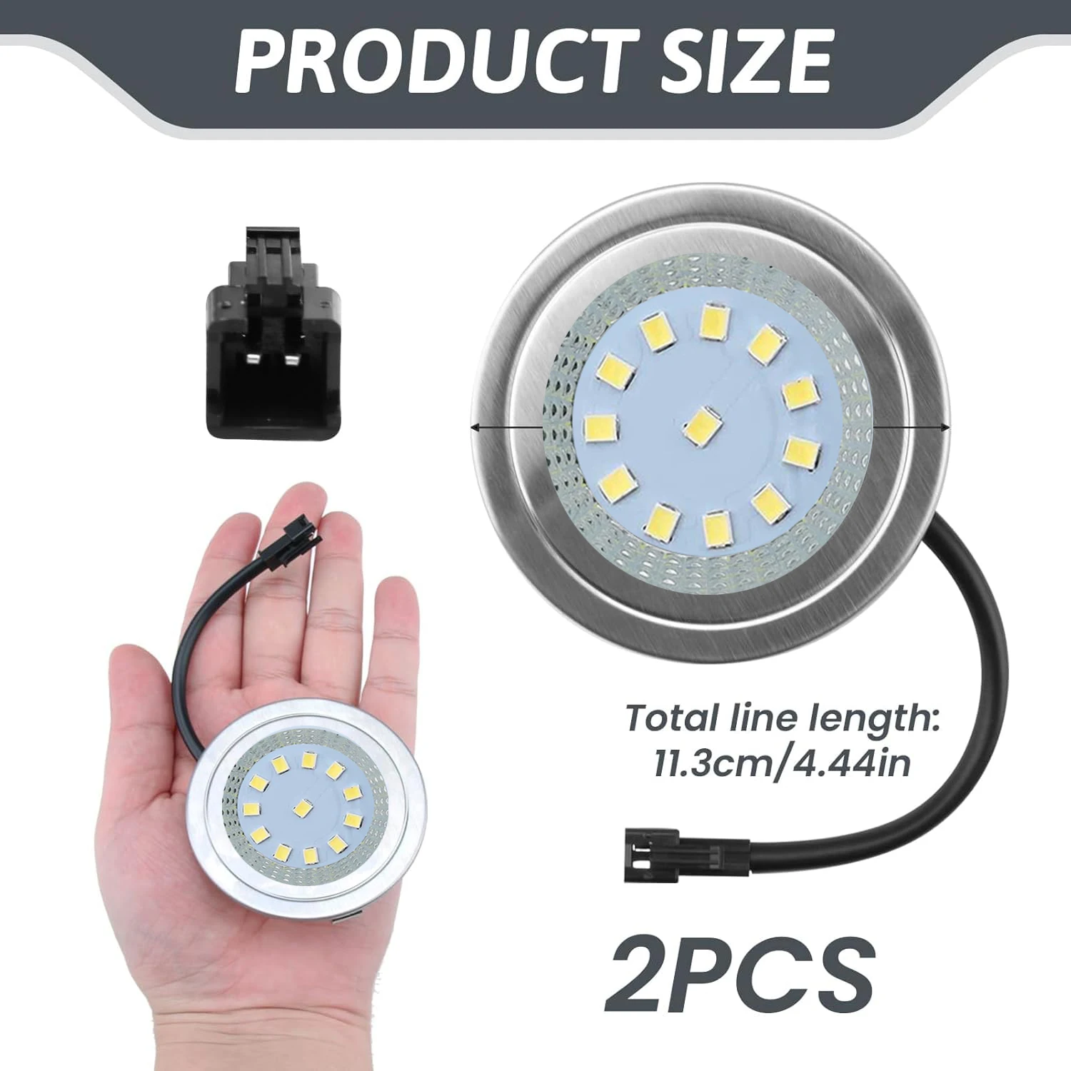 스테인레스 스틸 레인지 후드 LED 조명 교체, 2 피스 레인지 후드 전구, 1.5W DC 12V, 오목한 주방 레인지 후드 조명