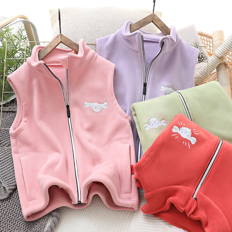 

Sanrio Kawaii Anime Cinnamoroll Autumn Winter Waistcoat Cute Cartoon Sleeveless Sleeveless Jacket Warm Lovely Gifts for Kids