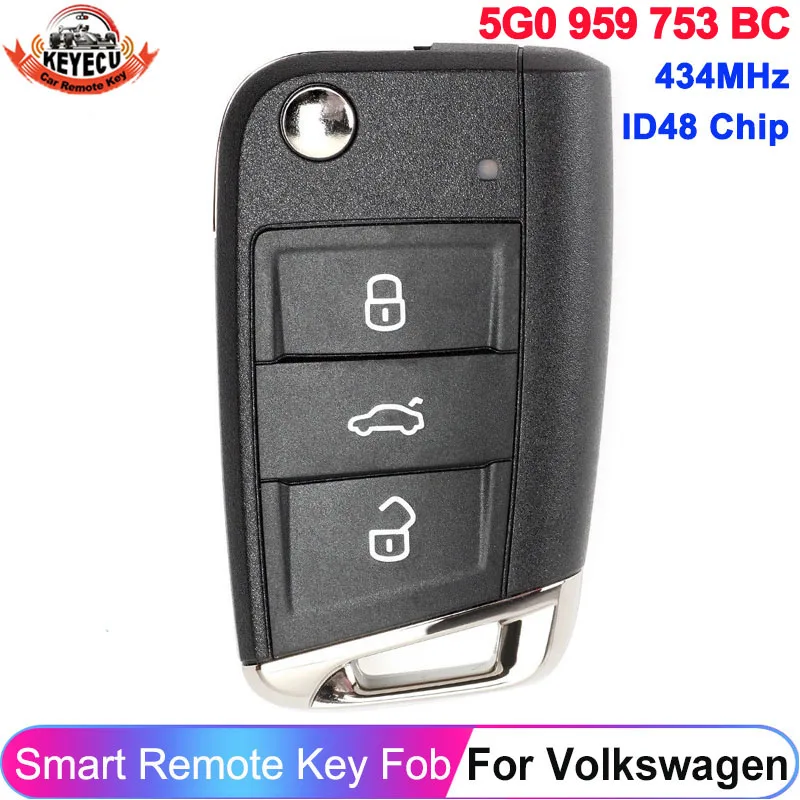 KEYECU 5G0959753BC Remote Key Fob 434MHz ID48 Chip Für