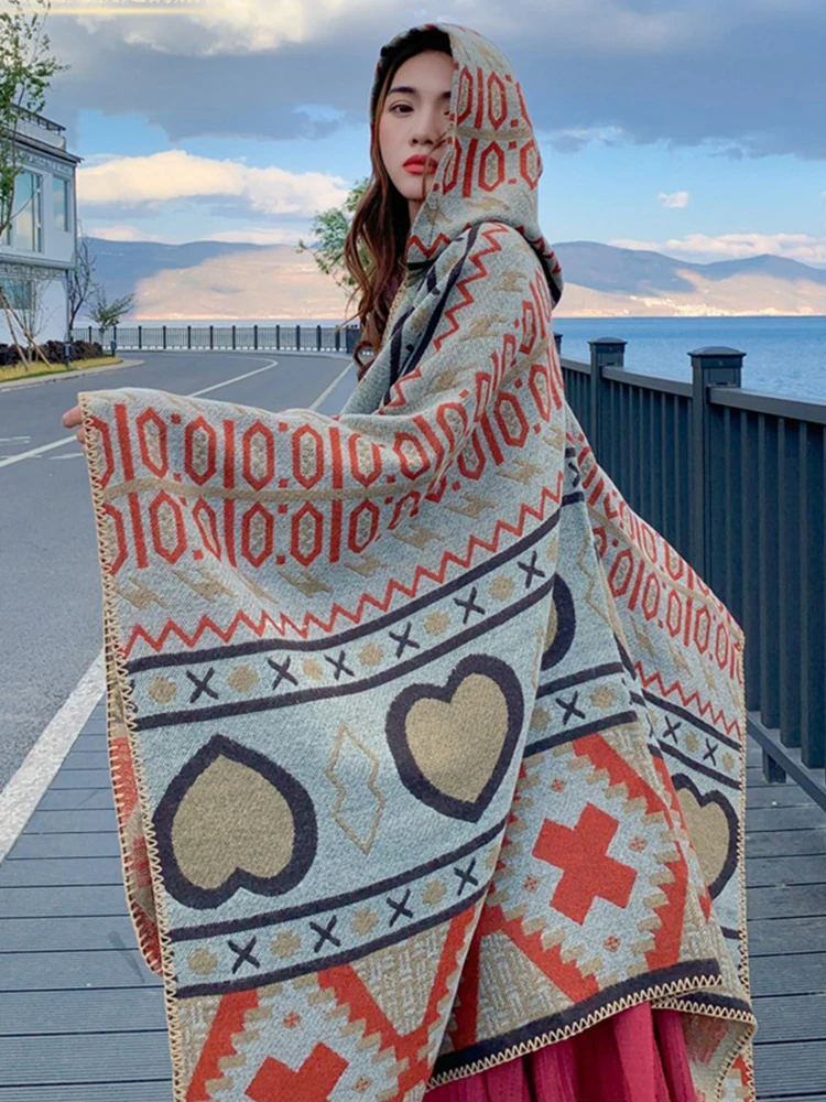 Châle Ã©charpe Poncho Cape Femme Hiver Châle Cachemire Femme