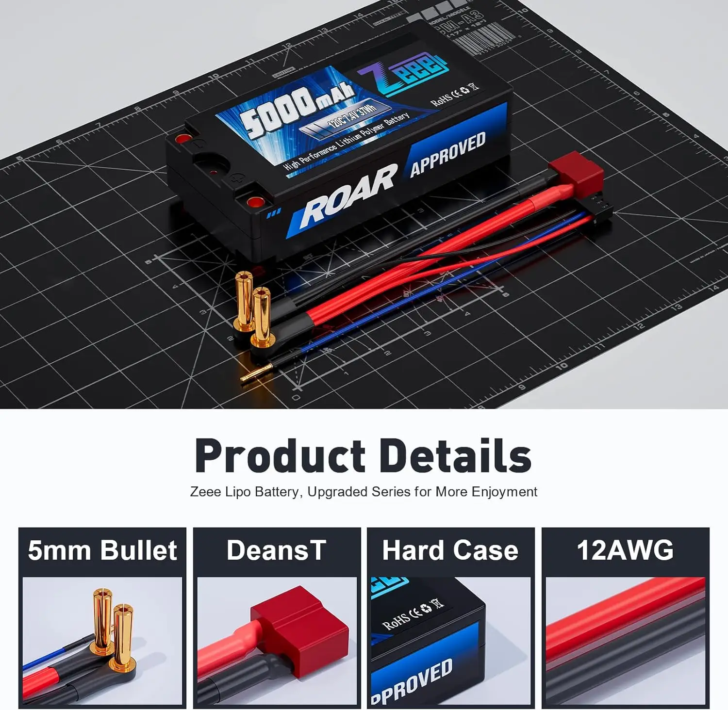 Zeee 3S LiPo 5200mAh 11.1V 80C RC Batería con Conector XT60 para RC Coche, RC Avión, RC Helicóptero, RC Hobby
