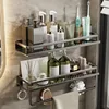 Bathroom Shelf Makeup Storage Organizer Aluminum Alloy Shampoo Rack Shower Shelf Bathroom Accessories No Drill Wall Shelf 1