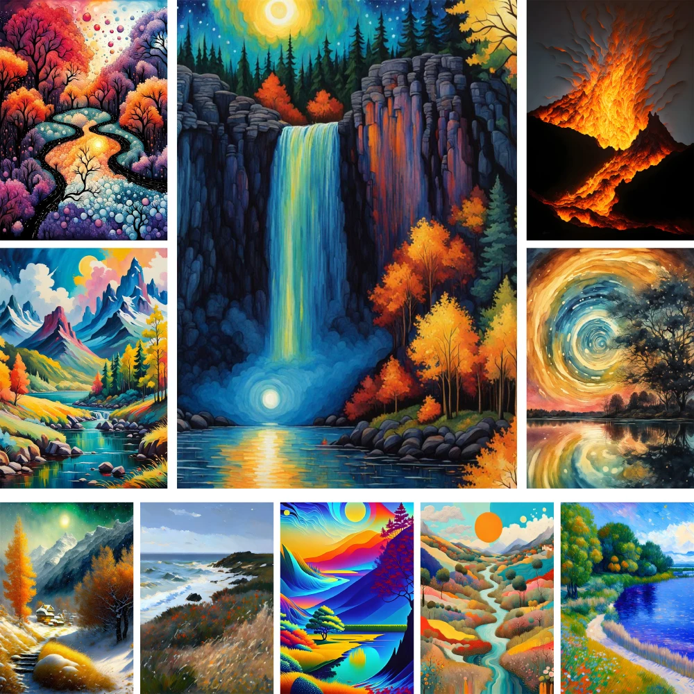 Wunderland Landschaft Natur Gedruckt 11CT Kreuzstich Stickerei Set Malerei Hobby Nähen Handwerk Gestempelt Verschiedene Mulina