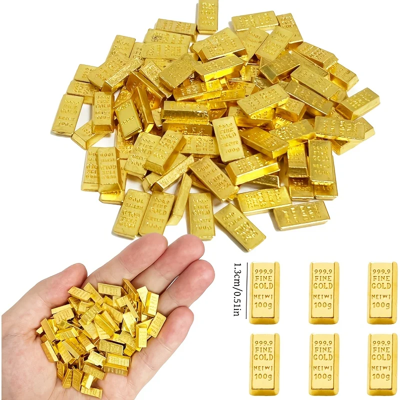 Ultra-Realistic Mini Gold Bar Simulated Ingots - DIY Ornament Accessories, Solid Material (50/100pcs)