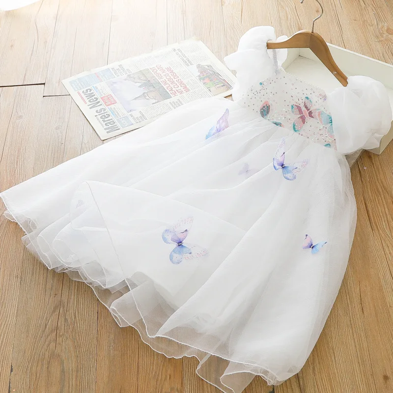 

2024 Summer Girls Dress Long Butterfly Princess Dress