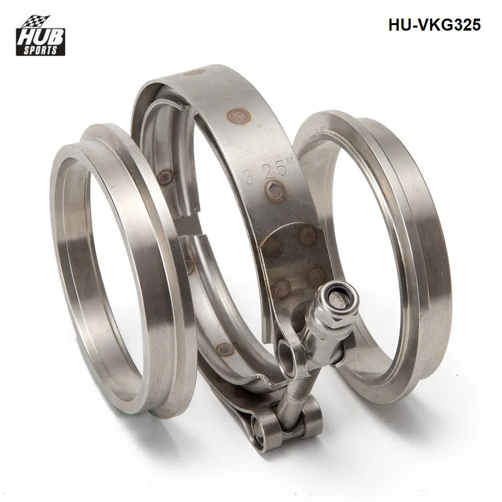 JXY 3.25 inch Stainless Steel Exhaust V Band Clamp Male Female Flange Assembly Quick Release V-Band Turbo Downpipe Clamps 3.25 V-Band Flange Kit 