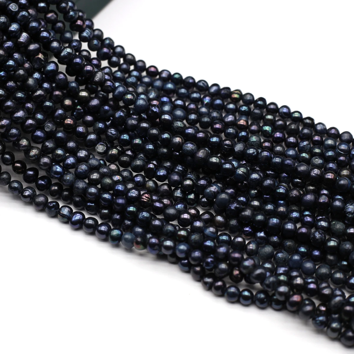 Natürliche Süßwasser schwarze Perlen Perlen flache Form Perle lose Abstand halter Perlen für die Herstellung von DIY Schmuck Halskette Armband 36cm – Detail 1
