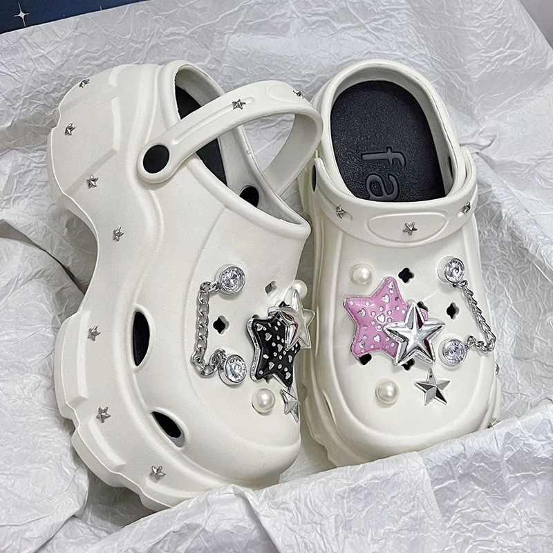 

Женские сандалии с дырками, повседневные сандалии из ЭВА, на мягкой подошве, высокий каблук 8 см, Нескользящие, летняя обувь для сада, 2024