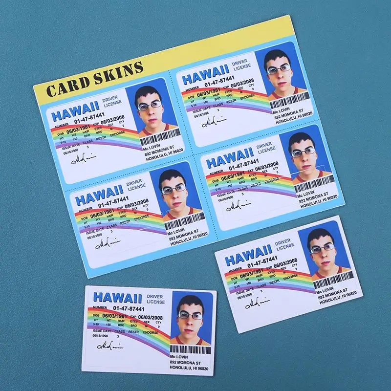 1/4PCS Mclovin Bank Credit Cards Bus Pass Stickers Cool Decoration Waterproof Card Driver's License Credit Card Sticker