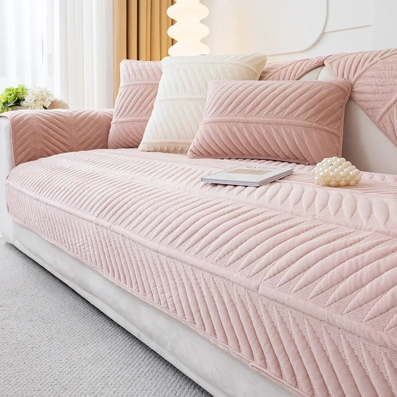Autumn and Winter Thickened Sofa Cover Cloth Light French Cream Style Sofa Cushion Plush Non-Slip Cushion 2024 New
